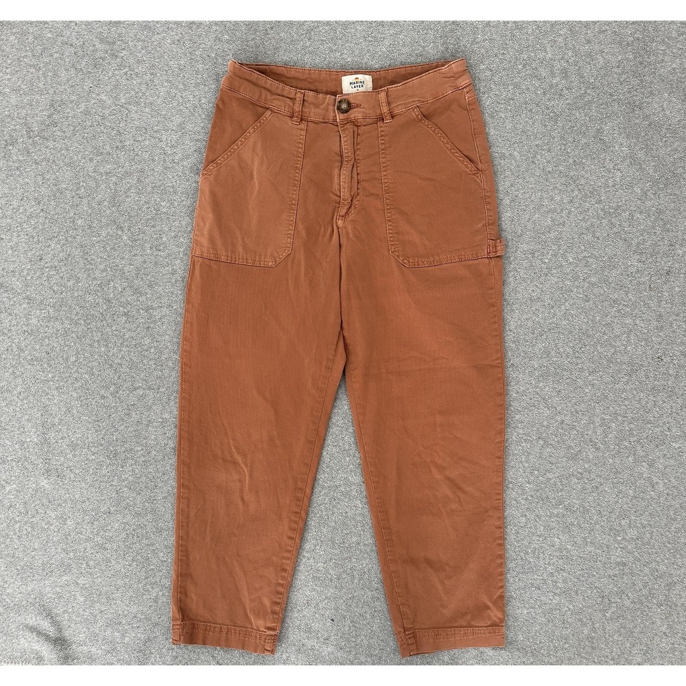Marine Layer Pants Womens 10 Rust Carpenter Tapered Cropped Utility Twill - Picture 1 of 9